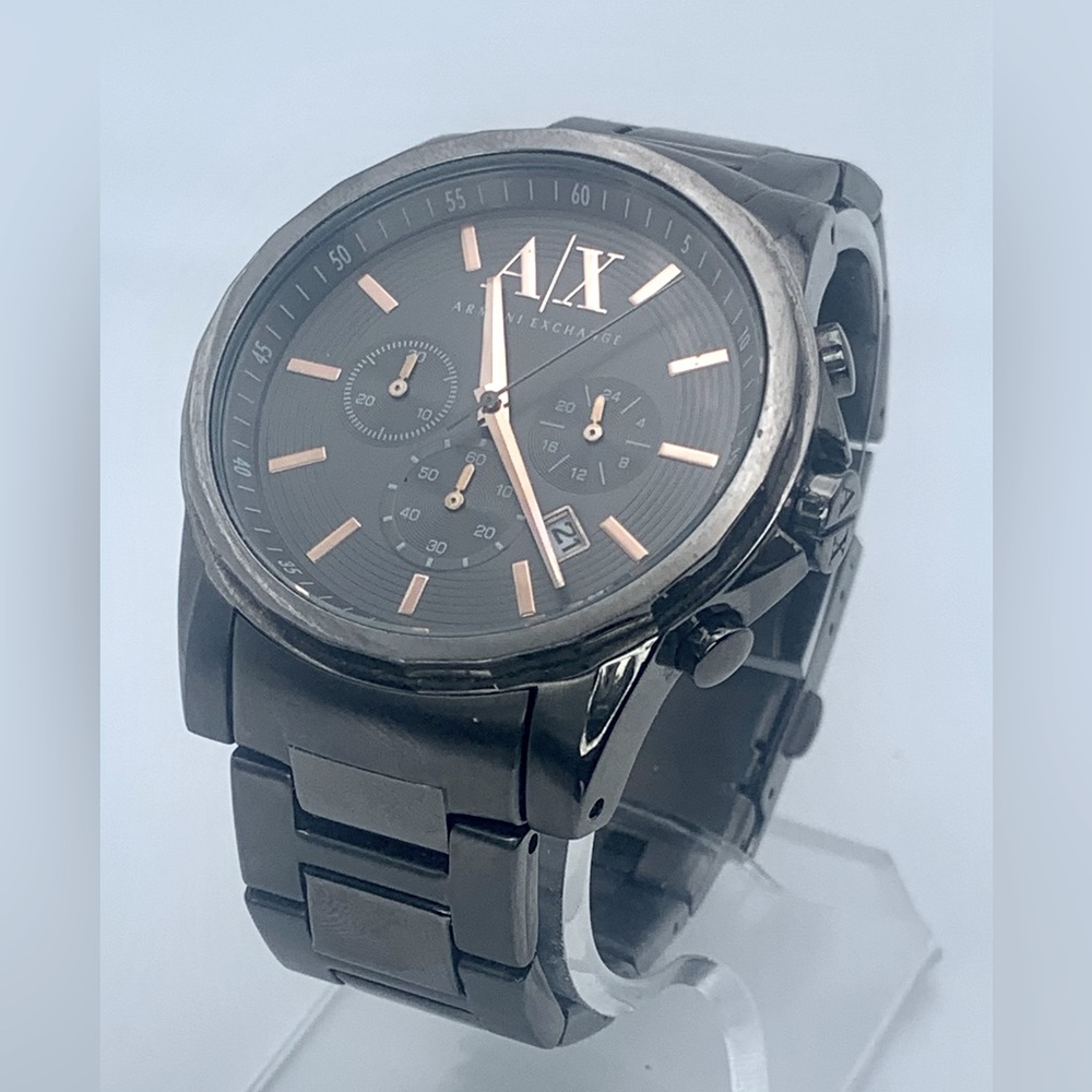 Armani Exchange AX2086 men’s grey stainless steel quartz watch.